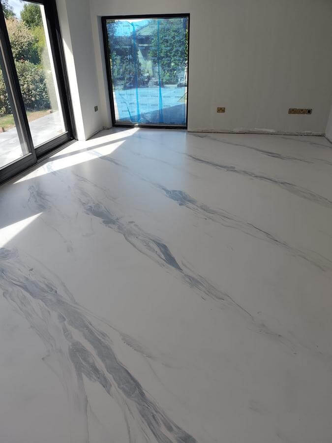 Marbled living room floor